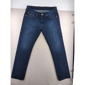 True Religion Jeans Mens 36x33 Skinny Dark Wash Fade Whisker W37"